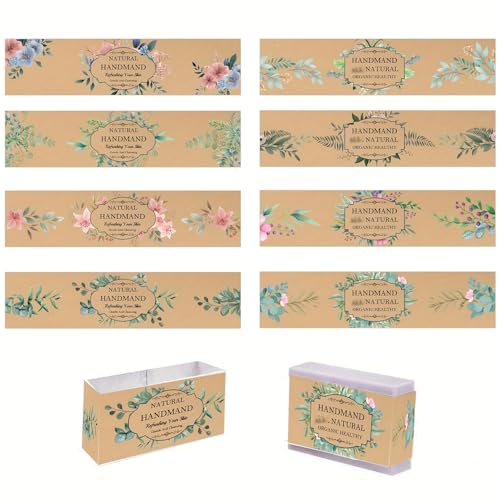 120Pcs Eucalyptus Leaves Soap Wrapper 8 Style Flower Wrap Tape For Homemade Soap (120 Count)