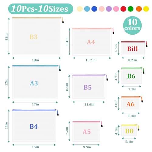 10pcs Mesh Zipper Pouch Bags (10 Count)