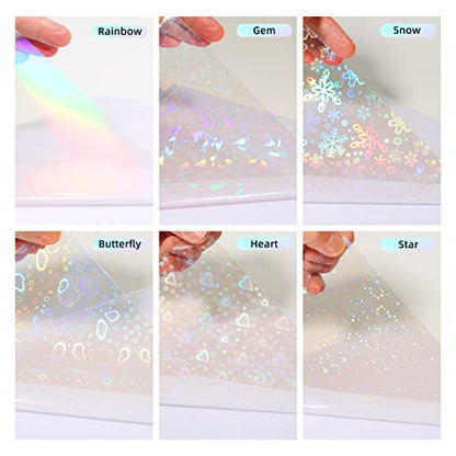 36 Sheets Holographic Laminate Sheets Clear Self Adhesive Sticker Paper (36 Count)
