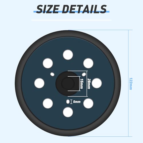 2 Pcs 5 Inch Sander Replacement Pads 8 Hole Hook and Loop mit 3 Screw Hole for Random Orbital Sander (2 Count)