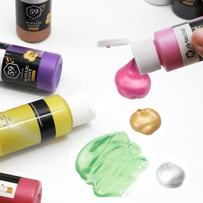 12 Metallic Colors Acrylic Paint 59ml (24 Fl Oz)