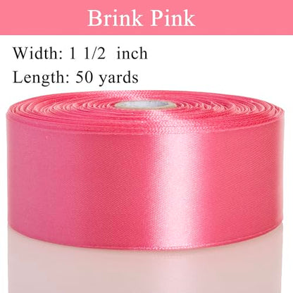 1 1 2 Inch Brink Pink Solid Satin Ribbon for Gift Wrapping
