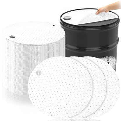 25 Pcs Drum Top Oil Absorbent Pads for 55 Gallon Drums Barrel Absorbent Pads Mat 22" Diameter Lid Oil Mat with Bungs 0.75" and 2" Diameter (25 Count)