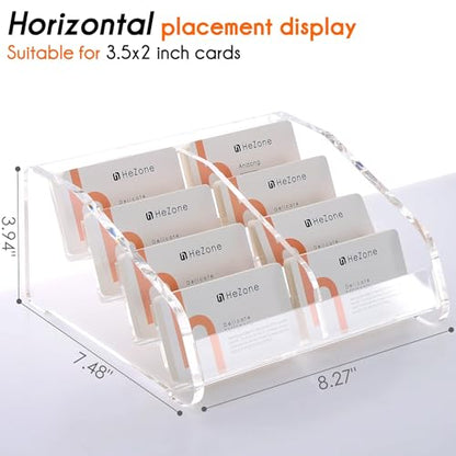 Business Card Holder for Desk Clear Acrylic Cards Stand Rack Multiple 8 slots 4 Tier