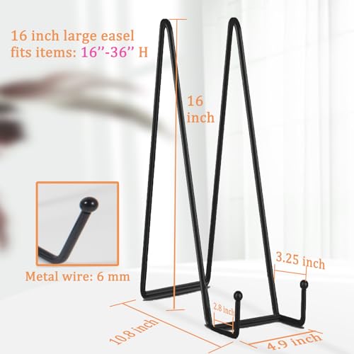 5 Pack 16 Inch Black Plate Stand for Display Large book stands Display Easel Table Top Easel for Picture (5 Count)