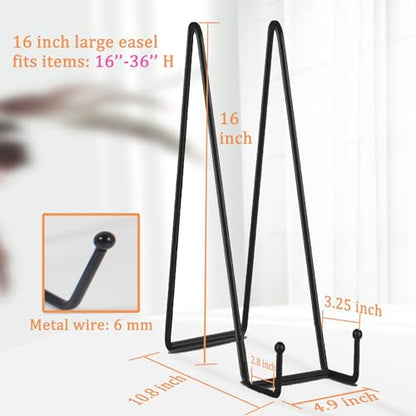 5 Pack 16 Inch Black Plate Stand for Display Large book stands Display Easel Table Top Easel for Picture (5 Count)