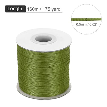 Waxed Cord 0.5mm Waxed Polyester Cord 175 Yard Wax String for Bracelet Making