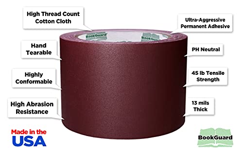 3 Inch Burgundy Book Repair Cloth Tape 15 Yard Roll