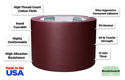 3 Inch Burgundy Book Repair Cloth Tape 15 Yard Roll