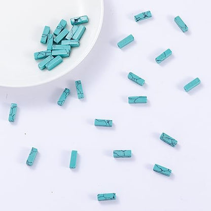 Natural Blue Turquoise Rectangle Tube Beads 4x13mm 38cm (28 Count)