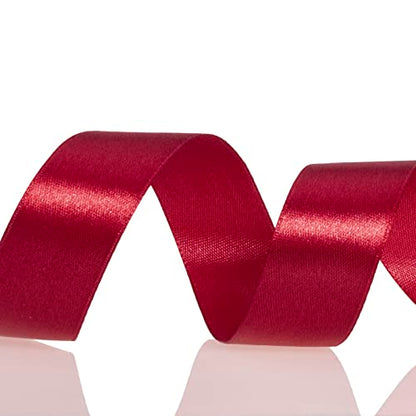 1 Inch Dark Red Solid Satin Ribbon for Gift Wrapping