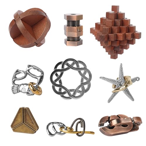 Retro Wooden and Metal Puzzles Bulk Gift for Kids