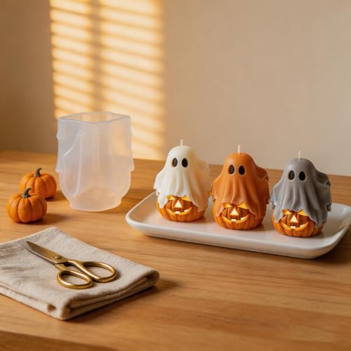 3D Ghost Pumpkin Silicone Mold for DIY Halloween Candle & Soap Casting Tool