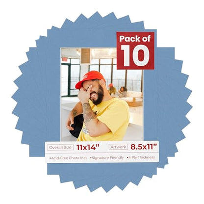 Pack of TEN 11x14 Mats Bevel Cut for 8.5x11 Photos (10 Count)