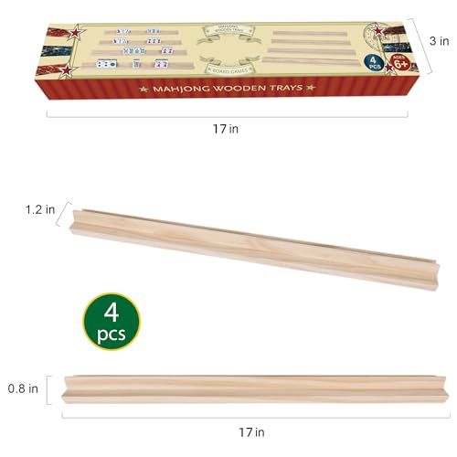Wooden Mahjong Tiles Trays (4 Count)