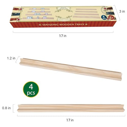 Wooden Mahjong Tiles Trays (4 Count)