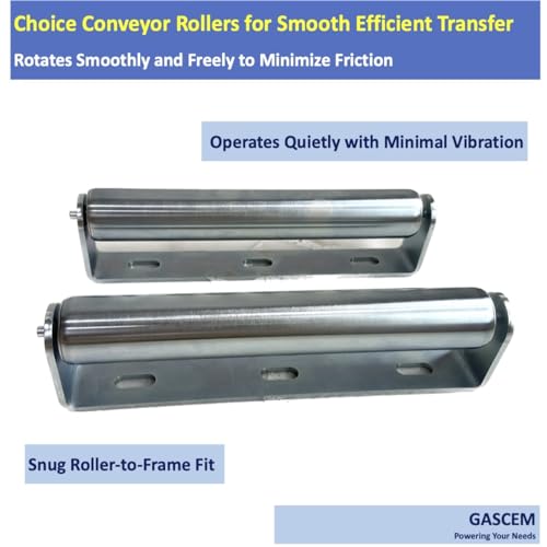 Pack of 2 10"BF Long Roller and Bracket l 1.5"Ø Galvanized Steel Conveyor Roller I Set of Roller and Bracket Versatile as Support Rollers for Woodworking (2 Count)