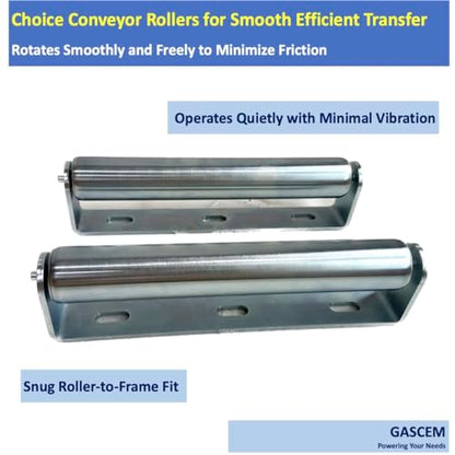 Pack of 2 10"BF Long Roller and Bracket l 1.5"Ø Galvanized Steel Conveyor Roller I Set of Roller and Bracket Versatile as Support Rollers for Woodworking (2 Count)