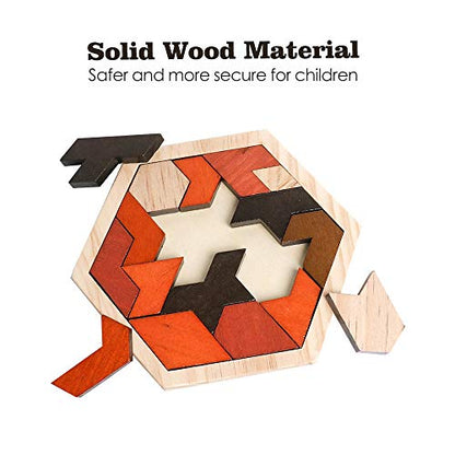 Wooden Hexagon Blocks Puzzle (16 Count)