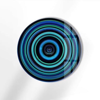 24''(60cm) Diameter Blue and Green Round Glass Wall Art Tempered Glass Printing Wall Decor Large Wall Art Wall Hangings