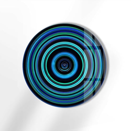 31.5''(80cm) Diameter Blue and Green Round Glass Wall Art Tempered Glass Printing Wall Decor Large Wall Art Wall Hangings