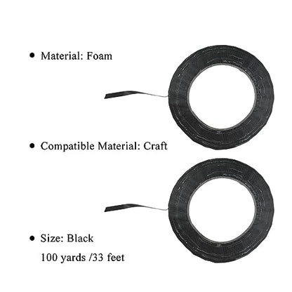 Black 0.25Inch Wide Floral Tape Waterproof Florist Tape Flower Wrap Adhesive Waterproof Decorative Tape for Bouquet Stem Wrapping Flower Arranging and Floral Craft (400 Foot)