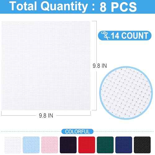 8 PCS Cross Stitch Aida Fabric 14 Count