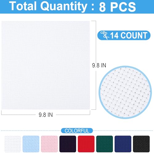 8 PCS Cross Stitch Aida Fabric 14 Count