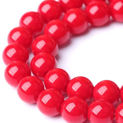 4MM Coral Red Glass Beads Natural Stone Crystal Energy Round Loose Beads for Jewelry Making Bracelet 90pcs 1 Strands 16"