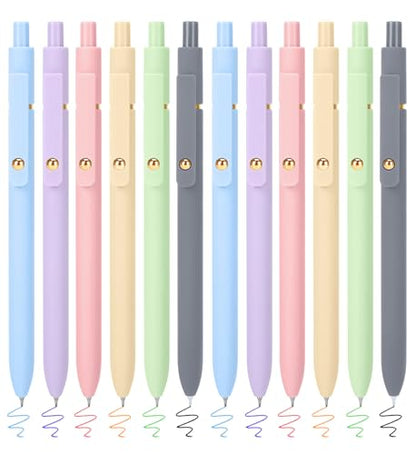Colored Gel Pens 12 Pack 0.7mm Medium Point Pens for Journaling (12 Count)