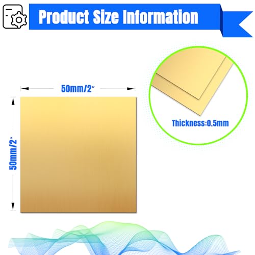 Brass Sheet 2" x 2" 0.5mm Thick