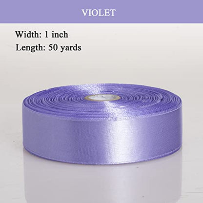 1 Inch Violet Solid Satin Ribbon for Gift Wrapping
