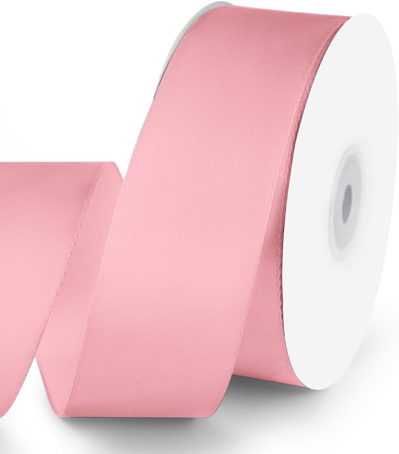 KMER LIFE 1-1/2" Wide x 50 Yards Pink Single Faced Polyester Satin Ribbon, Pink Satin Ribbon Perfect for Wedding Decor, Wreath, Crafts, Gift Wrapping & Other Projects (Pink) - Crafty Corner