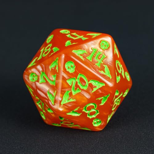 7 Die DND Dice Set Scary Pattern Polyhedral Dice Set with Dice Bag (7 Count)