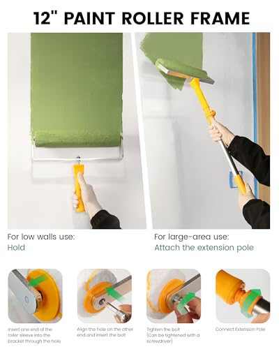 12 Inch Paint Roller Kit with Extension Pole