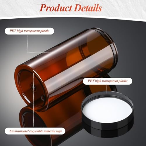 12 Pack 32 oz Plastic Container Jars with Lids Round Clear Travel Cosmetic Container Jars for Toiletries (12 Count)
