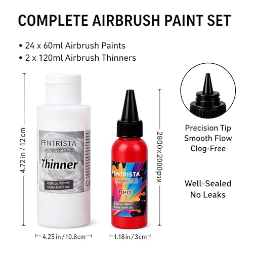Airbrush Paint 12 Colors with Thinner