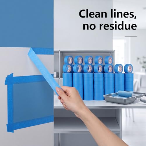 30 Rolls Blue Painters Tape 2 Inch Wide Bulk Masking Tape for Wall Painting