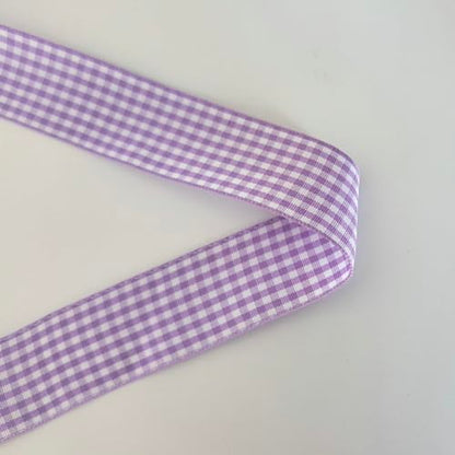 Purple and White Woven Edge Plaid Ribbon 100% Polyester Gingham Ribbon 25 Yards Each Roll