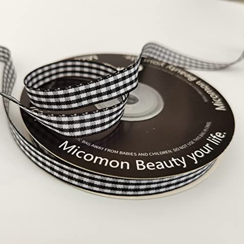 Buffalo Check Ribbon Black and White Gingham Ribbon 25 Yards for Crafts 3 (75 Foot)