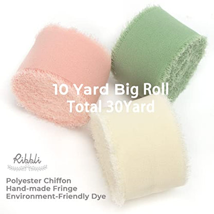 Chiffon Ribbon 1.5 inch x 30 Yard Handmade Silk Ribbon (90 Foot)
