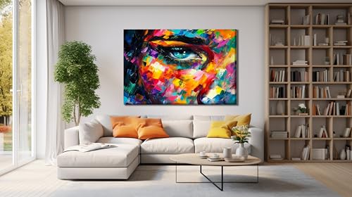 Women Eye Glass Wall Art Oil Painting for Living Room