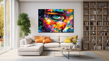 Women Eye Glass Wall Art Oil Painting for Living Room