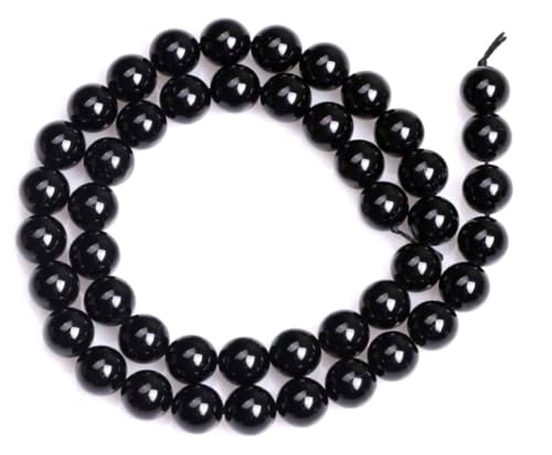 90pcs Adabele Natural Grade A Black Tourmaline Gemstone 8mm Round Beads (88 Count)