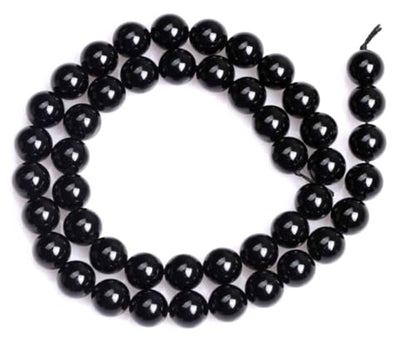 90pcs Adabele Natural Grade A Black Tourmaline Gemstone 8mm Round Beads (88 Count)