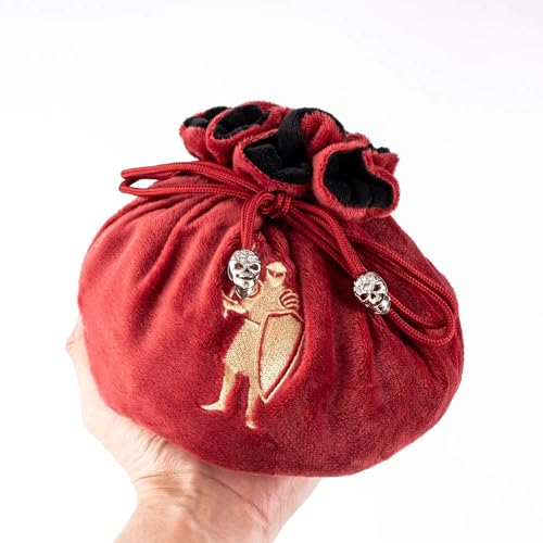 Large Dice Bags with Pockets Red Storage Bag for DND RPG Games