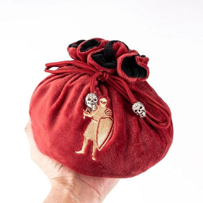 Large Dice Bags with Pockets Red Storage Bag for DND RPG Games