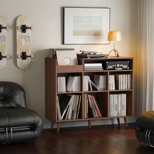 Large Record Player Stand with Vinyl Storage Cabinet