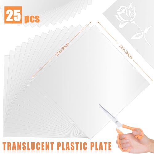 25 Pcs 10mil 12 x 12 Inch Milky Translucent PET Blank Stencil Sheets (25 Count)