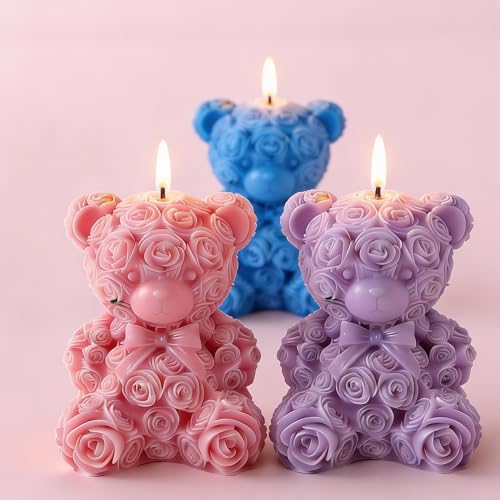 Large Rose Bear Candle Mold